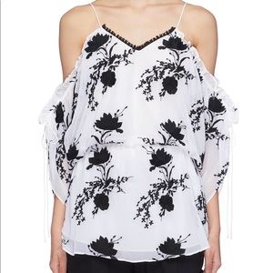 Alice+Olivia Holden Embroidered Cold Shoulder Top